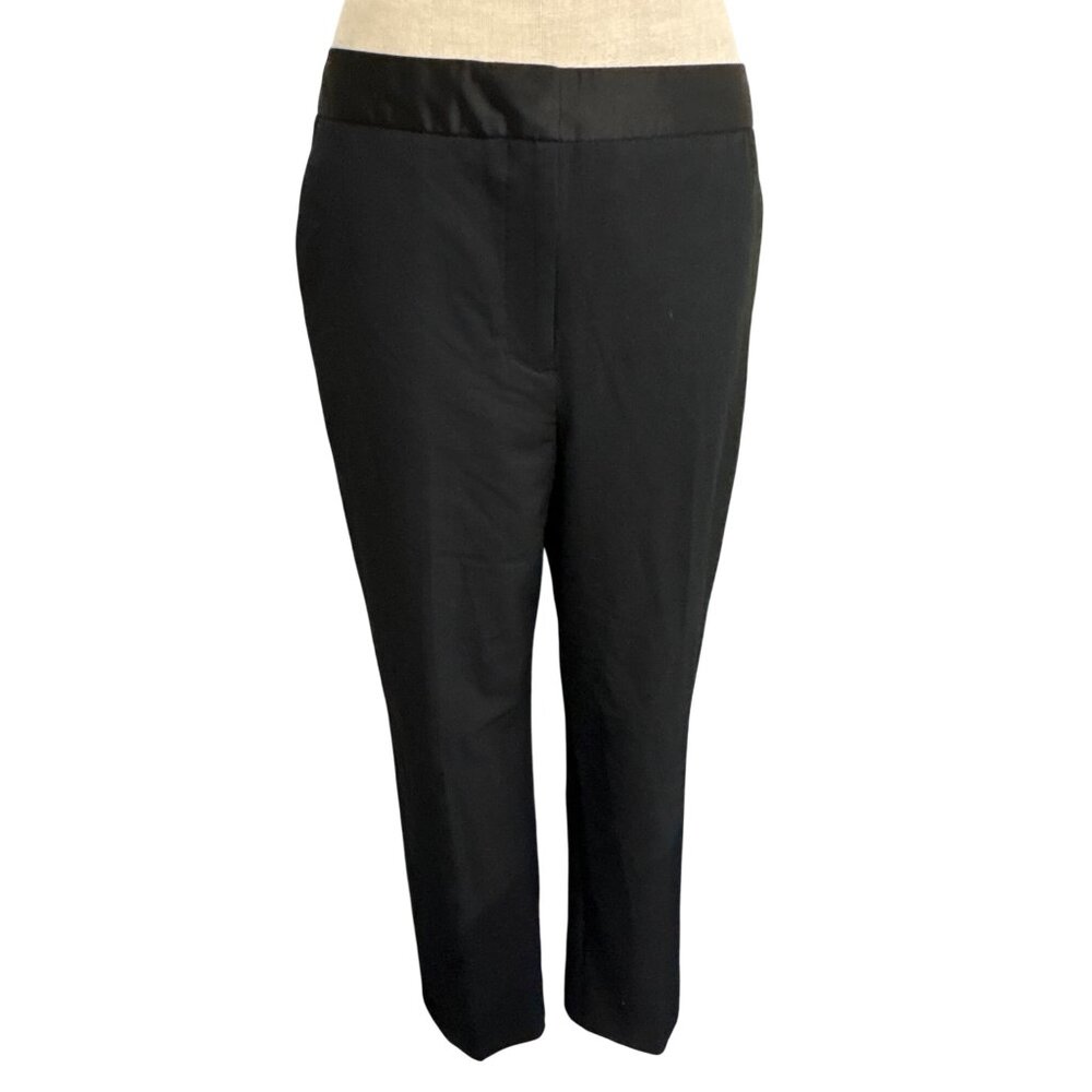 Worthington Black Satin Waistband Ankle Pants Size 10